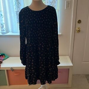 American Eagle Outfitters Black Floral Long Sleeve Dress